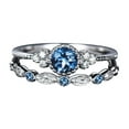 thumbnail image 1 of CILENON Stackable Rings Ring Fashion Women's Jewelry 1 Diamond Rings Couple Set Pair 510 Size Rings Sterling Silver Rings Wedding Ring Non Tarnish Gold Rings(Blue,7), 1 of 3