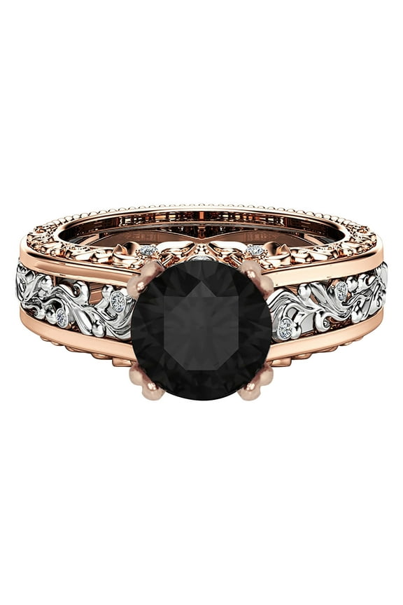 Stainless Steel Rings for Women Ladies Ring Alloy Plated 14K Rose Gold Color Separation Ring Jewelry Gift Costume Jewelry for Women Love Ring Stackable Rings(Black,7)