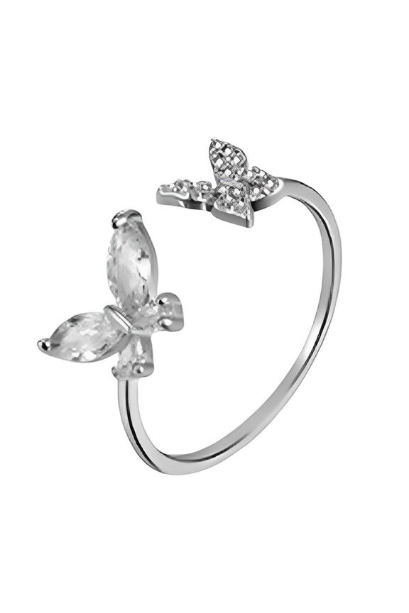Sterling Silver Butterfly Spoon Ring: Women Vintage Antique Flower Thumb Rings Jewelry Gifts For Mom Grandma (Silver,One Size)