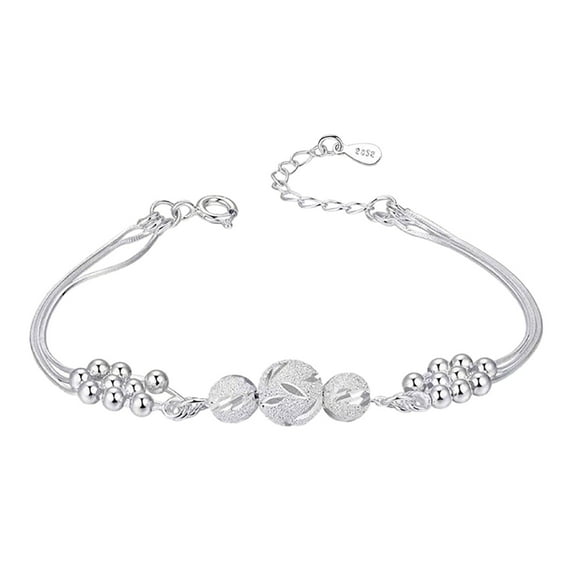 CILENON Stylish Pure 925 Sterling Silver Bangle Bracelets Simple Elegant Adjustable Charm Bracelets Unique Design Birthday Gifts For Women Friendship(Silver-1,One Size)