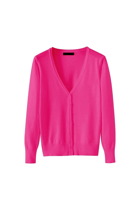 Summer Blazers Women's Lightweight V Neck Cardigan Sweater (Available In Plus Size) (Hot Pink,XXXXL)