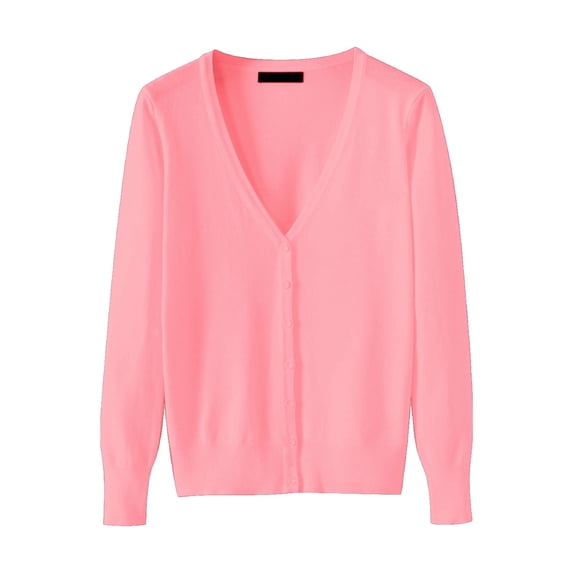 CILENON Summer Blazers Women's Lightweight V Neck Cardigan Sweater (Available In Plus Size) (Watermelon Red,XL)