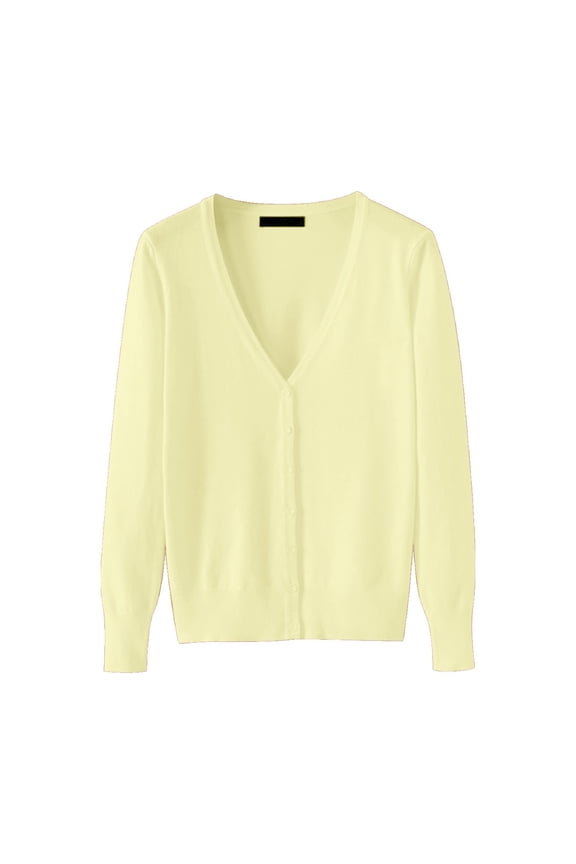 Summer Blazers Women's Lightweight V Neck Cardigan Sweater (Available In Plus Size) (Yellow,XL)