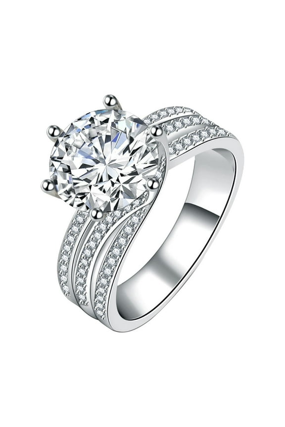 Super Flash Moissanite Ring Shaped Engagement Rings for Women Moissanite Twisted Engagement Rings Wedding Anniversary Promise Rings for Bridal Wife Girlfriend (Silver,9)