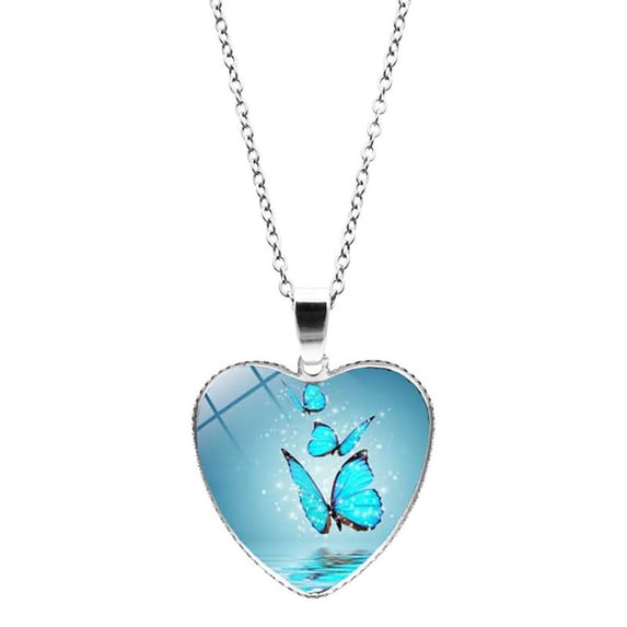 CILENON Sweet Butterfly Necklace Acrylic Color Clavicle Chain Necklace (C,One Size)