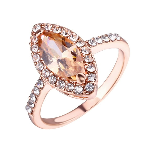 CILENON Thumb Rings for Women Champagne Diamond Ring Elegant Rhinestone Ring Rose Gold Jewellery Rings Women Fashion Full Diamond Zircon Rings for Women Size 6 10 Ring Set for Women (Rose Gold,7)