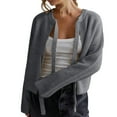 thumbnail image 1 of CILENON Tie Front Cropped Cardigan Sweaters for Women Crew Neck Long Sleeve Knit Bow Tie Trendy Sweater Tops Trendy Coats(Gray,M), 1 of 7