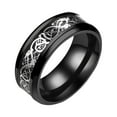 thumbnail image 1 of CILENON Titanium Steel Dragon Ring With Silver Golden Dragon Stainless Steel Ring (Black,12), 1 of 6