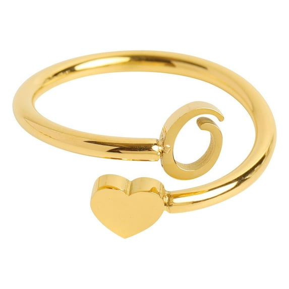 CILENON To My Granddaughter Dainty Initial Heart Ring 26 Letter Heart Ring Simple Fashion Jewelry Popular Accessories (O,One Size)