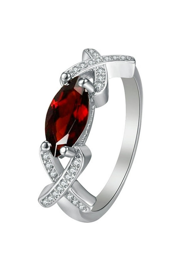 Trendy Jewelry Ladies Fashion Rings Inlaid Zircon Personalized Fashion Combinations Crystal Horse Eye Diamond Rings Diamond Rings Crystal Rings Diamond Band Rings for Women(Red,8)