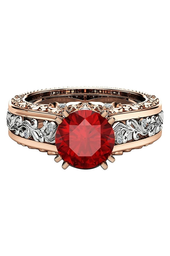 Trendy Jewelry Ladies Ring Alloy Plated 14K Rose Gold Color Separation Ring Jewelry Gift Diamond Rings Crystal Rings Diamond Band Rings for Women(Red,7)
