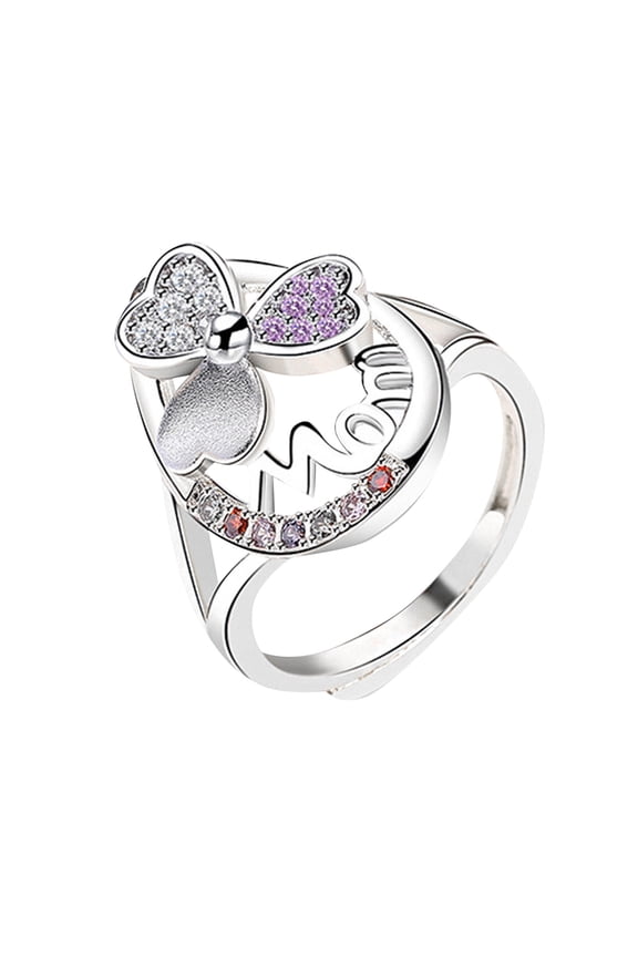 CILENON Trendy Jewelry Love Micro Diamond Ring Ring Mother Ring Jewelry Diamond Rings Crystal Rings Diamond Band Rings for Women(Silver,6)