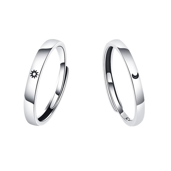 CILENON Trendy Jewelry You Are My Sun & Moon Ring Set 925 Sterling Silver Plated Couples Promise Rings Diamond Rings Crystal Rings Diamond Band Rings for Women(C,One Size)