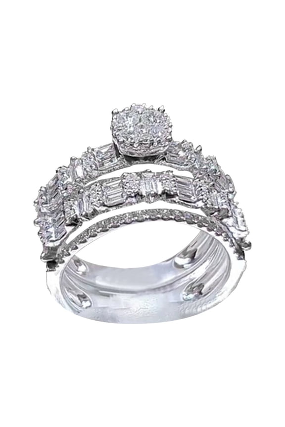 Us 5 To 11 Silver Promise Rings Delicate Design Knot Set Diamond Fashion Ring Light Luxury High Grade Ring (Silver,10)
