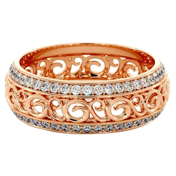 CILENON Valentine'S Day Gift Micro Inlay Hollow Ring For Girlfriend (Rose Gold,9)