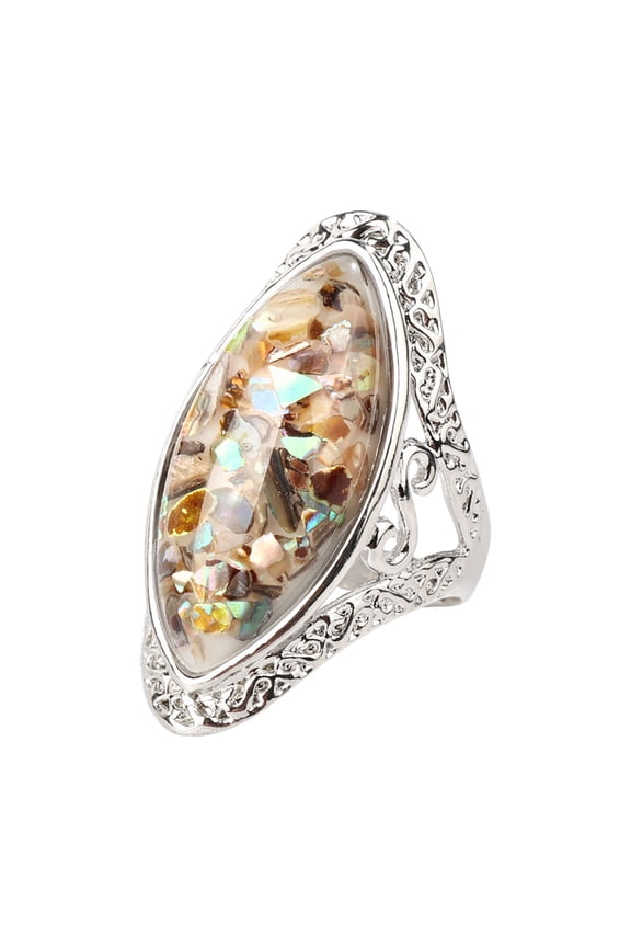 Vintage Illu-Sion Shell Ring Women'S Ring Jewelry Rings Gift Ring Carved Ring (Beige,7)