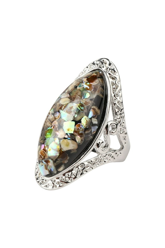 Vintage Illu-Sion Shell Ring Women'S Ring Jewelry Rings Gift Ring Carved Ring (Black,8)