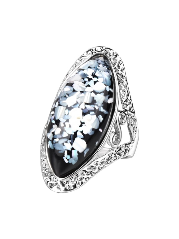 Vintage Illu-Sion Shell Ring Women'S Ring Jewelry Rings Gift Ring Carved Ring (Blue,7)