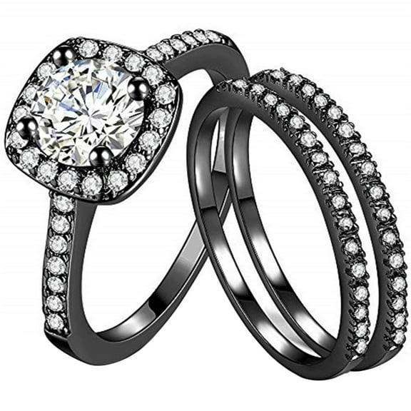 CILENON Vintage Wedding Ring Guard Enhancers Engagement Rings For Women Sterling Silver (Black,11)