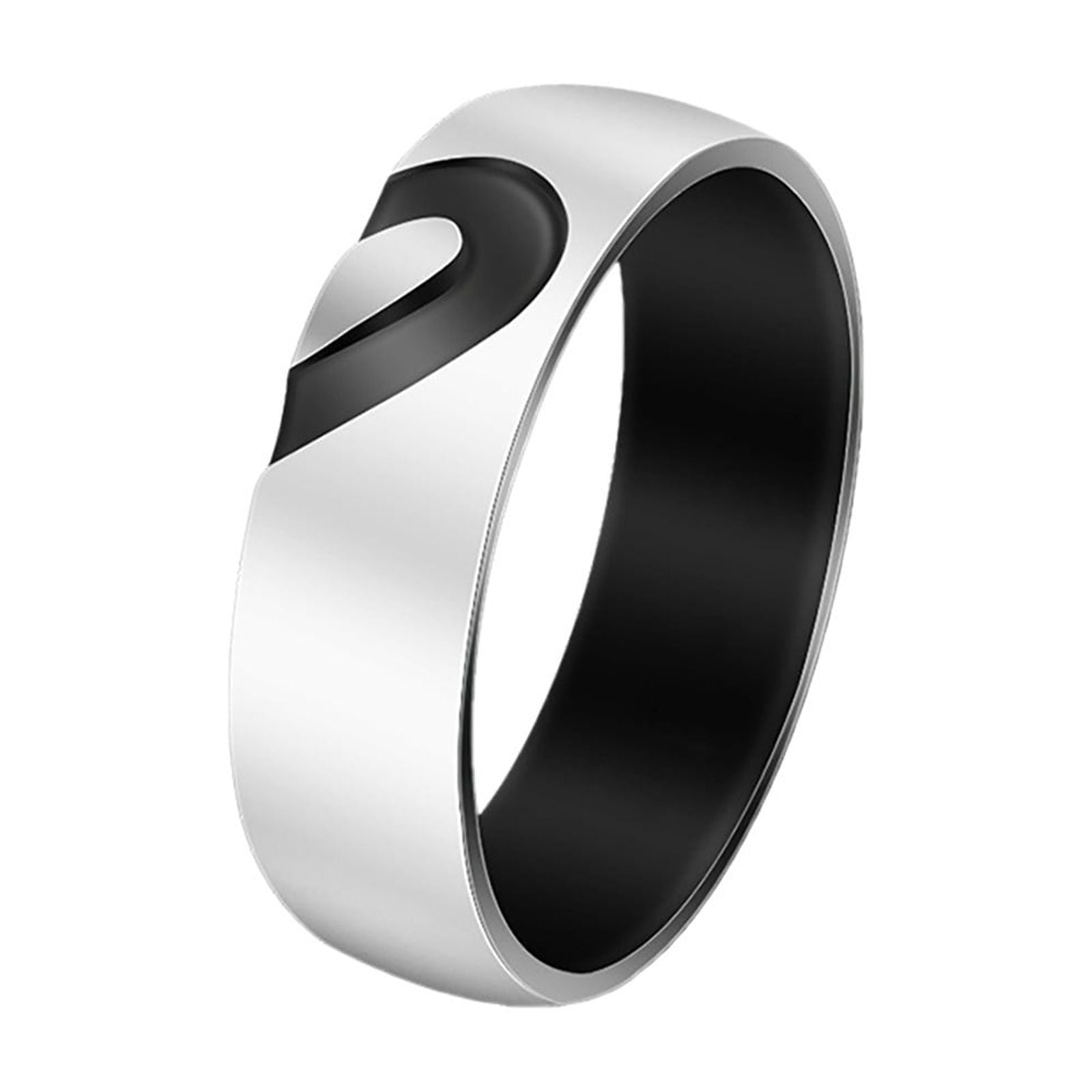 CILENON Wedding Band Stainless Steel Heart Shaped Couples Can Engrave