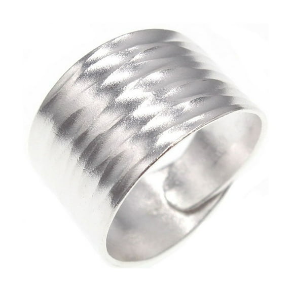 CILENON Wedding Bands for Women Handmade Hammered Wide Silver Ring for Women Men Open Adjustable Statementring Jewelry Gift Gold Jewelry for Women Gold Rings for Women (Silver,One Size)