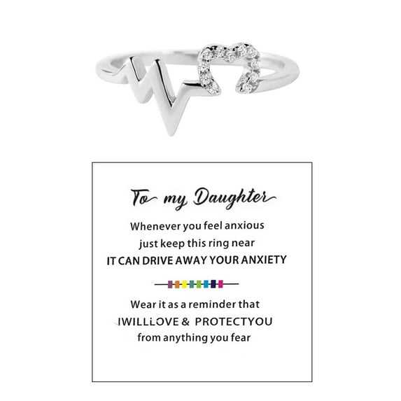 CILENON Wedding Ring To My Daughter Wave Minority Love Women Fashion Silver Ring Ring Card Rings for Women Non Tarnish Gold Rings Rubber Rings Women Silver Ring(Silver,9)