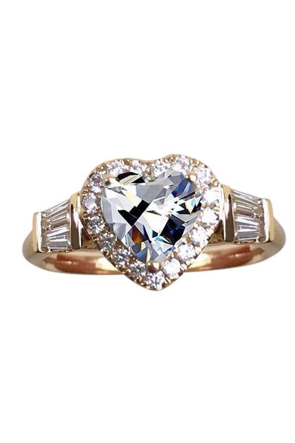 Wedding Ring Gemstone Birthstone Sapphire Statement Engagement Rings for Women Anniversary Promise Rings for Her Rose Gold Rings for Women Gold Ring Gold Filled Ring(White,10)