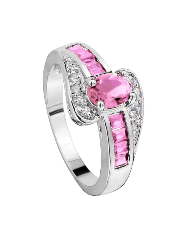 Wedding Ring Mother's Day Gift Silver Ring for Women Birthstone Ring Engagement Ring for Women Anniversary Wedding Promise Ring Non Tarnish Gold Rings Rubber Rings Women Silver Ring(C,9)