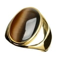 thumbnail image 1 of CILENON Wedding Ring Stainless Steel Artificial Cat Eye Stone Ring Titanium Steel Ring Rose Gold Rings for Women Gold Ring Gold Filled Ring(Gold,8), 1 of 3