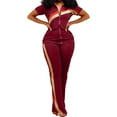 thumbnail image 1 of CILENON Women Clothing Set Women Clothes Sports Fashion Two Piece Pants Pocket Set Tracksuits Women's Clothing Sets Plus Size Sweat Suits for Women Terry Cloth Sets for Women Clothing (Wine Red,S), 1 of 6
