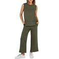 thumbnail image 1 of CILENON Women Clothing Set Women's Comfortable Casual Daily Solid Color Pants Spring And Autumn Set Plus Size Sweat Suits for Women Terry Cloth Sets for Women Clothing (Army Green,M), 1 of 5