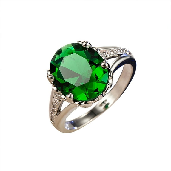 CILENON Women Diamond Green Zirconia Ring Ladies Jewelry Engaged Ring (Green,6)