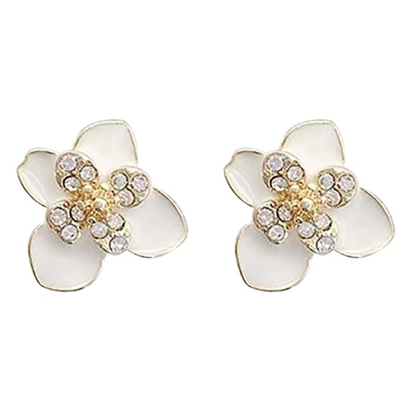 CILENON Women Diamond Stud Earrings Women Simple Earrings Fashion Temperament Earrings (White,One Size)