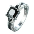 thumbnail image 1 of CILENON Women Fashion Ring Black Zircon Ring Ladies Jewelry Engaged Ring (Black,6), 1 of 6