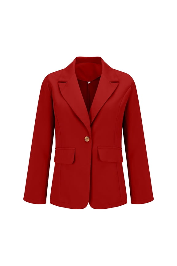 Women Long Sleeve Blazer Open Front Cardigan Jacket Work office Blazer Trench Coat(Red,XXXL)