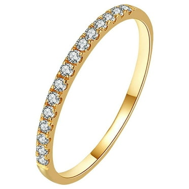 CILENON Women Ring Rhinestone Wedding Jewelry Rings Size 5-11 Alloy Gift Finger (Gold,6)