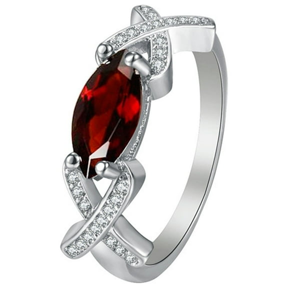 CILENON Women Rings Ladies Fashion Rings Inlaid Zircon Personalized Fashion Combinations Crystal Horse Eye Diamond Rings Trendy Jewelry Diamond Rings Crystal Rings(Red,9)