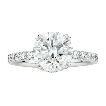 CILENON Women Round Diamond Sparkling Zirconia Ring Ladies Jewelry Engaged Ring (Silver,7)