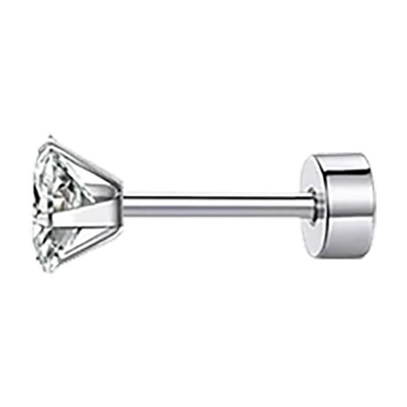 CILENON Women Stainless Steel Ear Stud Square Ear Stud Screw Ball Round Cake Zircon Ear Stud (B,One Size)