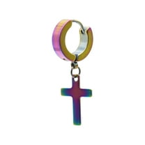 CILENON Women Titanium Steel Men'S Cross Earrings Stainless Steel Hip Hop Trend Earrings Stud Earrings (Multi-color,One Size)