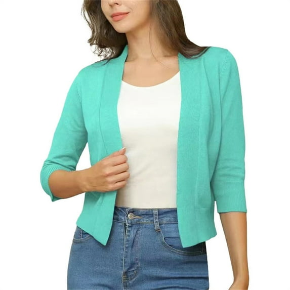 CILENON Women's Cardigans Women's Solid Color Knitwear Elegant Simple Versatile Short Coat Women's Cardigan (Mint Green,XXL)