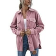 thumbnail image 1 of CILENON Women's Casual Jackets Women's Corduroy Lapel Single Breasted Shirt Long Sleeve Loose Casual Coat (Red,S), 1 of 8