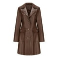 thumbnail image 1 of CILENON Women's Casual Jackets Women's Mid Length Leather Coat Long Sleeve Leather Trench Coat Fashion Coat (Coffee,M), 1 of 3