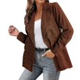 thumbnail image 1 of CILENON Women's Fashion Women's Fall Winter Solid Color Jacket Suit Corduroy Cardigan Jacket (Coffee,L), 1 of 4