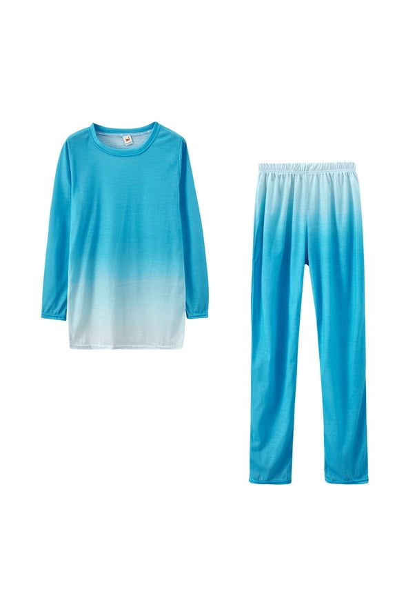 Womens 2 Piece Outfits European And American Women's Gradual Long Sleeved Trousers Casual Sports Two Sets Womens Loungewear Airplane Outfits for Women 2024 Sweatpants Set for Women(Blue,XXXL)