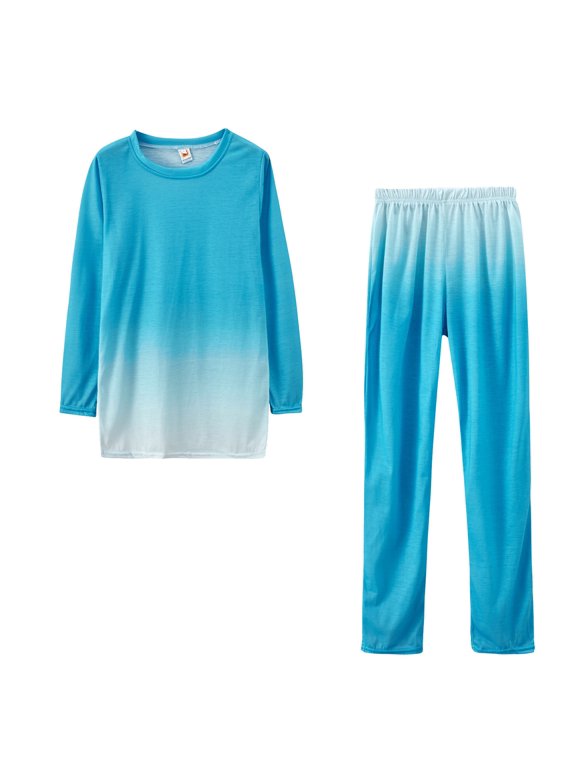 Womens 2 Piece Outfits European And American Women's Gradual Long Sleeved Trousers Casual Sports Two Sets Womens Loungewear Airplane Outfits for Women 2024 Sweatpants Set for Women(Blue,XXXL)