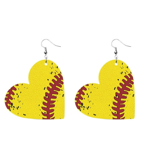CILENON Womens Earrings Women'S Sports Fans Baseball Leather Earrings Artificial Leather Pendant Earrings Football Basketball Earrings Sparkling Softball Football Mom Earrings (E,One Size)