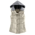 thumbnail image 1 of CILENON Womens Jackets Dressy Casual Women Vest Female Warm Sleeveless Jacket Cotton Solid Hooded Vest for Outerwear (Beige,L), 1 of 7