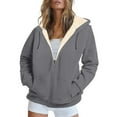 thumbnail image 1 of CILENON Womens Lightweight Jackets Women's Thick Wool Hoodie Zipper Casual Hoodie Winter Jacket Jacket (Dark Gray,XL), 1 of 7