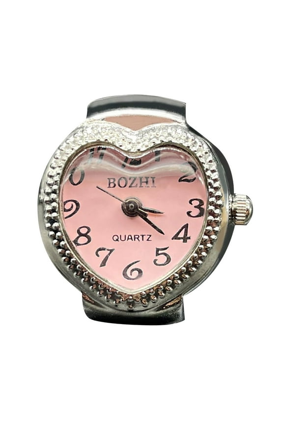 Womens Rings Real Watch Ring To Tell Time Vintage Watch Clock Ring Round Chunky Ring Silver Adjustable Ring Fashion Watch Jewelry Silver Rings for Women Gold Jewelry (Pink,One Size)